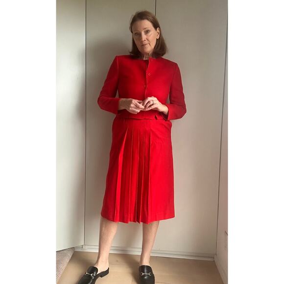 Vintage Pendleton Womens Wool Suit Skirt Set Red Size Small Ladylike Looks - Picture 1 of 11